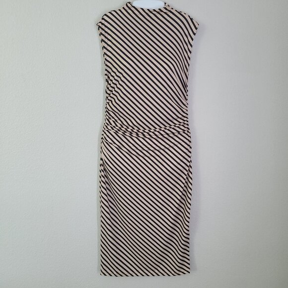 H&M Dresses & Skirts - H&M Black & Beige Striped Sleeveless Midi Dress Size M